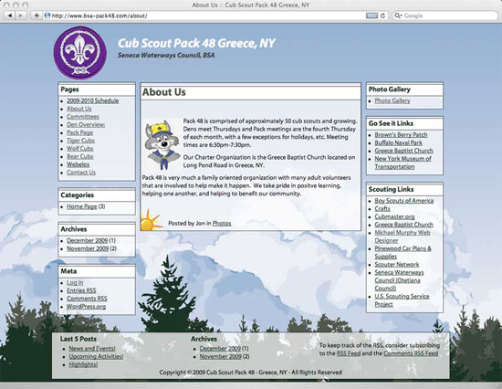 Boy Scouts of America Greece Pack 48 website