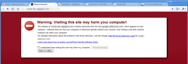 Google Chrome's this website is infected with malware message Google Chrome's this website is infected with malware message